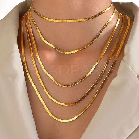 304 Stainless Steel Snake Chain Necklaces for Women WG80FEF-19-1