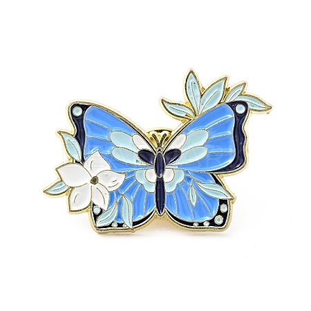 Flower Butterfly Enamel Pin JEWB-J005-07J-G-1