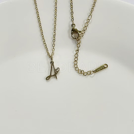 304 Stainless Steel Letter Pendant Necklaces NJEW-WH0027-04A-G-NR-1