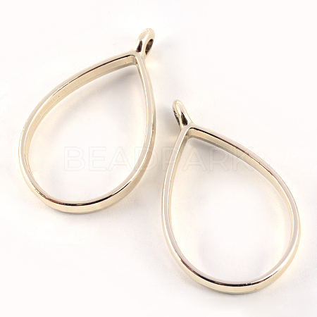 Rack Plating Alloy Teardrop Open Back Bezel Pendants PALLOY-S047-29E-FF-1