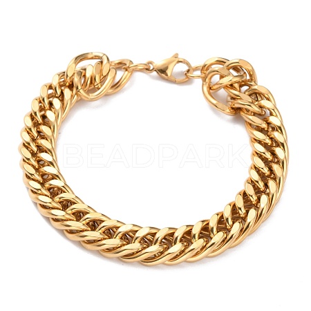 Ion Plating(IP) 304 Stainless Steel Cuban Link Chain Bracelets STAS-A028-B064G-A-1