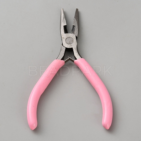 Steel Needle Nose Pliers with Pink Plastic Handle TOOL-WH0155-227B-1