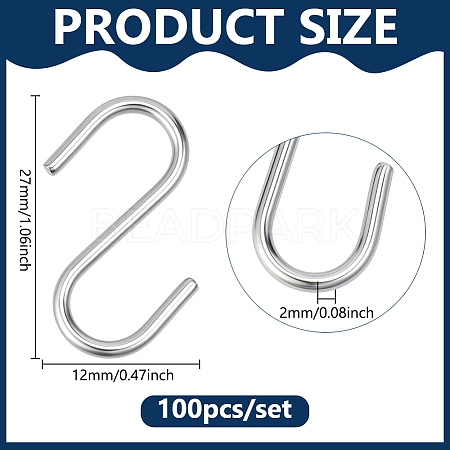 304 Stainless Steel S Hook Findings STAS-PH0016-02-1