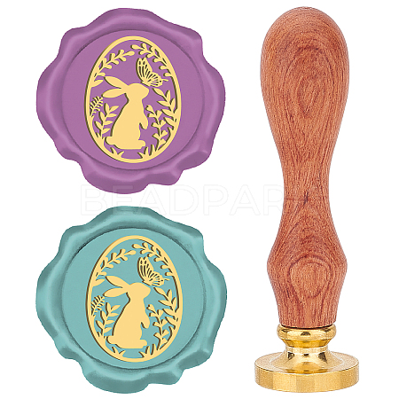 Brass Wax Seal Stamps with Wood Handle AJEW-WH0412-0076-1