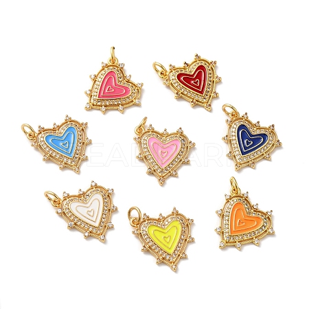 Rack Plating Brass Micro Pave Clear Cubic Zirconia Charms KK-D074-04G-1