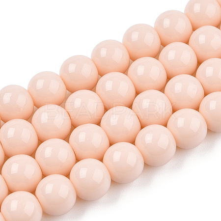 Opaque Solid Color Glass Beads Strands GLAA-T032-P8mm-09-1
