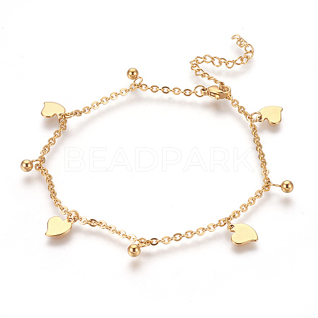 304 Stainless Steel Charm Anklets AJEW-O028-01G-1