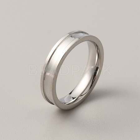 201 Stainless Steel Grooved Finger Ring for Women RJEW-WH0009-04A-P-1