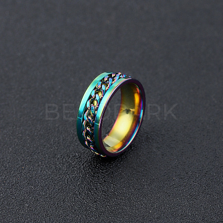 304 Stainless Steel Rotatable Chain Finger Rings for Men FS-WG60CA3-35-1