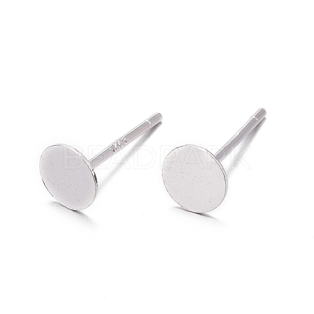 925 Sterling Silver Flat Pad  Stud Earring Findings STER-K167-045D-S-1