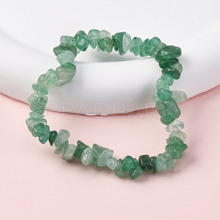 Unisex Chip Natural Green Aventurine Beaded Stretch Bracelets BJEW-S143-11-1