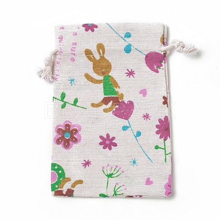 Bunny Burlap Packing Pouches ABAG-I001-10x14-09-1