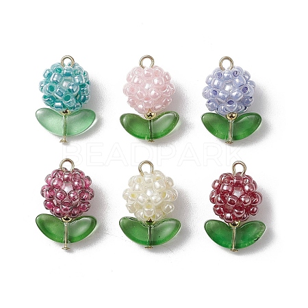 Glass Seed Beads Pendants PALLOY-MZ00592-1
