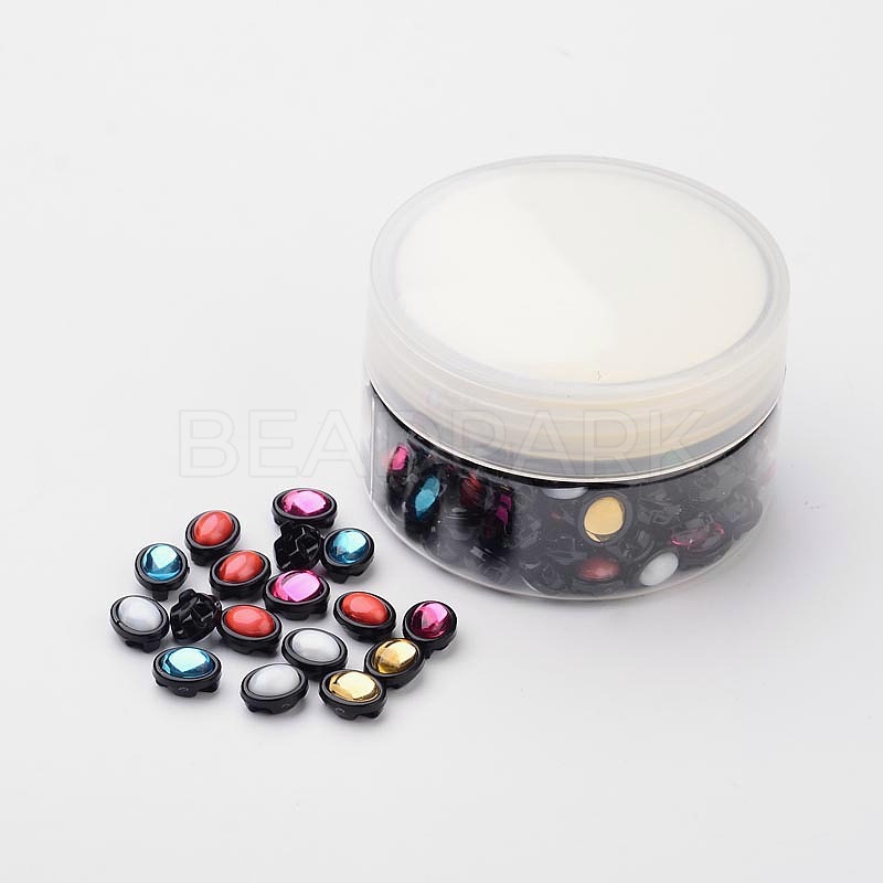 Oval Taiwan Acrylic Multi-Strand Links, Mixed Color, 11x8x6mm, Hole: 1mm; about 150pcs/box ...