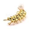 Spike of Rice Alloy Brooch with Resin Pearl JEWB-O009-16-3