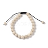 8mm Round Natural Fossil Braided Bead Bracelets BJEW-C067-01B-26-2