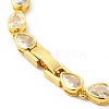 Clear Cubic Zirconia Teardrop Link Chain Bracelet BJEW-E073-03G-3