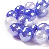 Round Natural Electroplated Blue Agate Beads G-P447-A01-01-3