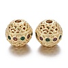 Brass Micro Pave Cubic Zirconia Beads X-KK-K244-19G-1