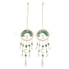Wire Wrapped Natural Green Aventurine Chip Tree of Life Window Hanging Prism Ornaments HJEW-TA00283-03-1