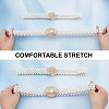 CRASPIRE 2Pcs 2 Style ABS Plastic Pearl Braided Stretch Chain Belts with Alloy Oval Clasp AJEW-CP0001-65-4