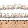 Handmade Flower Printed Porcelain Ceramic Beads Strands PORC-M007-10mm-07-3