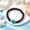 Round Natural Lava Rock Beaded Stretch Bracelets BJEW-JB10269-01-4