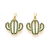 Brass Micro Pave Cubic Zirconia Pendants X-KK-N257-71G-1