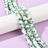 Handmade Flower Printed Porcelain Ceramic Beads Strands PORC-M007-10mm-16-5