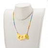 Rainbow Personalized Electroplate Glass Beaded Necklaces NJEW-JN03410-03-4