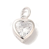 925 Sterling Silver Cubic Zirconia Heart Charms with Jump Rings FIND-U013-10S-05-1