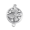 Brass Pave Clear Cubic Zirconia Connector Charms KK-Z066-08P-1