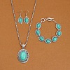 Oval Alloy with Synthetic Turquoise Pendant Necklaces & Dangle Earrings & Link Bracelets Sets WGD1135-09-1