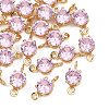SHEGRACE Brass Pave Cubic Zirconia Flat Round Connector Charms XGRQ2O042-435B-G-1