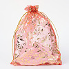 Rose Printed Organza Bags OP-R021-13x18-06-2