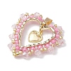 Seed Glass & Alloy Heart Pendant PALLOY-MZ00234-3
