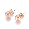 Ion Plating(IP) 304 Stainless Steel Stud Earrings EJEW-L215-57E-RG-1