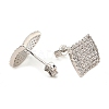 Brass Micro Pave Clear Cubic Zirconia Rhombus Stud Earrings for Women EJEW-G362-09P-2
