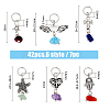 SUPERFINDINGS 6 Sets 6 Styles Chakra Natural & Synthetic Mixed Stone Chips Alloy Pendants FIND-FH0006-29-2