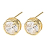 Brass Micro Pave Clear Cubic Zirconia Stud Earrings EJEW-C174-02H-G-4