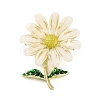 Alloy & Acrylic Flower Brooch with Enamel Leaf for Women JEWB-M045-04LG-1