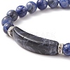 Natural Sodalite Beads Charm Bracelets BJEW-K164-B02-3
