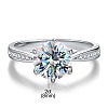 Rhodium Plated 925 Sterling Silver Pave 8.2x4.9mm Moissanite Finger Rings for Women WG36A3D-05-4