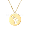 Flat Round with Hollow Microphone Stainless Steel Pendant Necklaces for Women SE2751-2-1