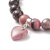 Natural Rhodonite Beads Charm Bracelets BJEW-K164-B07-2