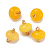 Natural White Jade Dyed Saucer Charms with Rack Plating Golden Tone Brass Bails KK-B103-17B-01-1