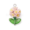 Glass Seed Beaded Flower Pendants PALLOY-MZ00521-01-1