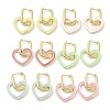Enamel Heart Dangle Hoop Earrings EJEW-A103-10G-1