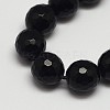 Faceted Round Grade A Black Stone Beads Strands X-G-N0137-04-12mm-1