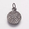 Brass Cubic Zirconia Charms KK-P134-25B-1